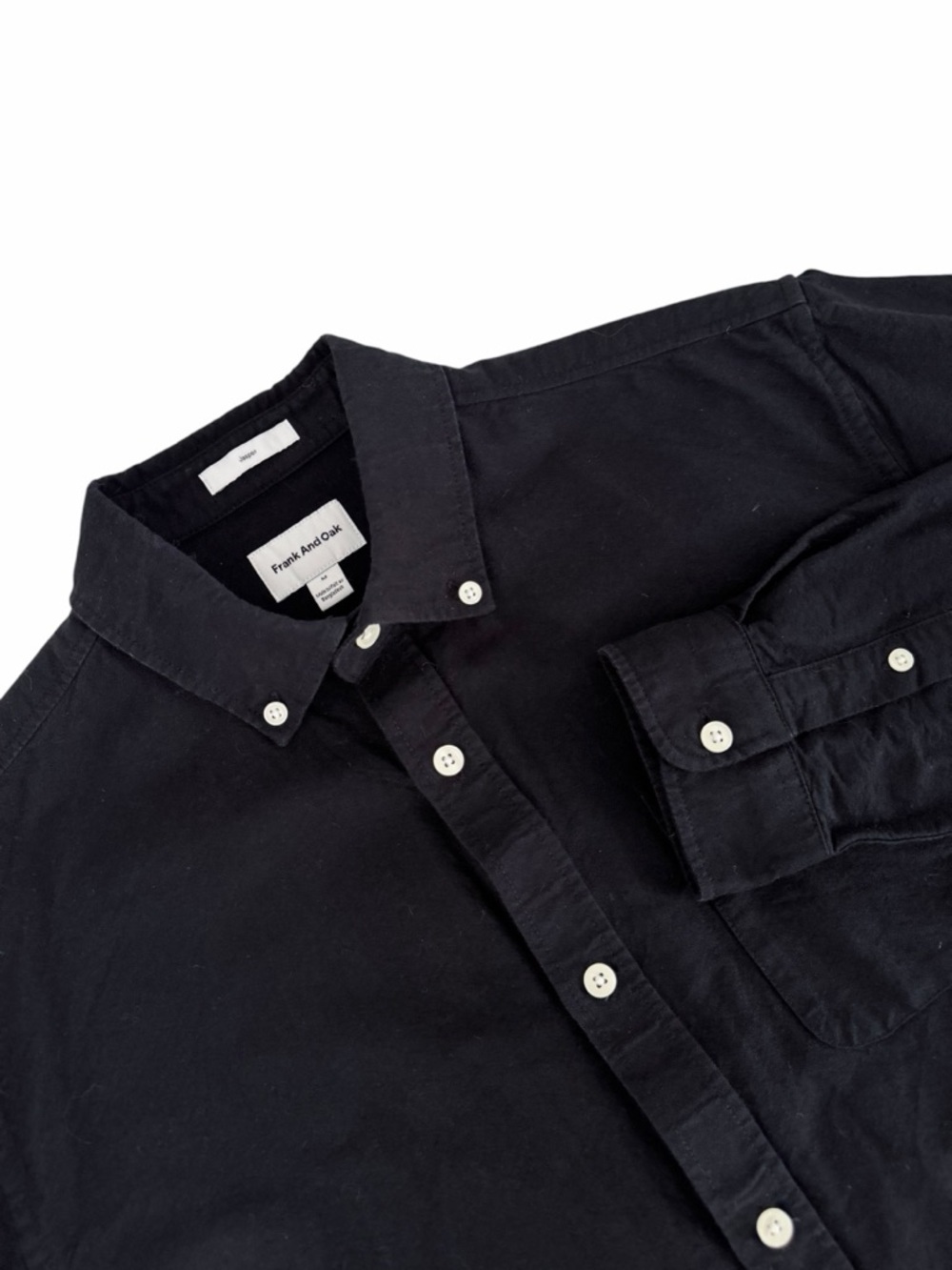 FRANK AND OAK Black Button-Up Shirt Minimalist Classic long sleeve men m